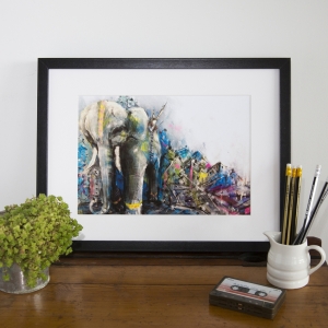 Elephant Art Print, wall art, Animal wall decor, Animal print, vibrant art,Watercolour colourful, wildlife, urban art, Elephant Gift